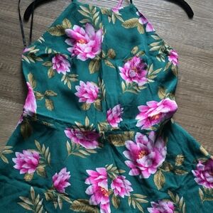 Forever 21 Green Floral Jumpsuit